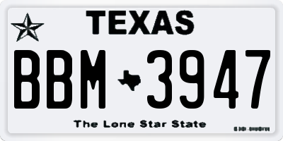TX license plate BBM3947