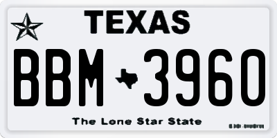 TX license plate BBM3960