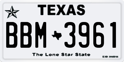 TX license plate BBM3961