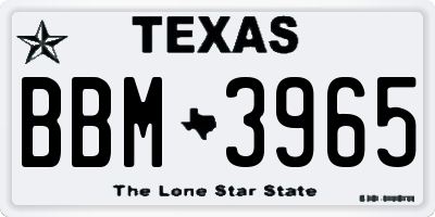 TX license plate BBM3965
