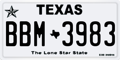 TX license plate BBM3983