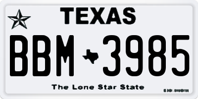 TX license plate BBM3985