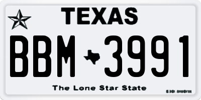 TX license plate BBM3991