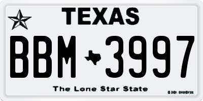 TX license plate BBM3997