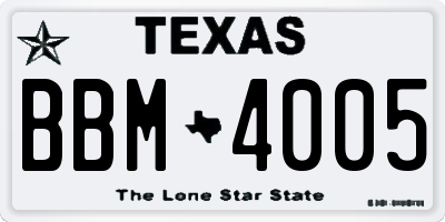 TX license plate BBM4005