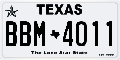 TX license plate BBM4011