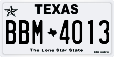 TX license plate BBM4013