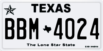 TX license plate BBM4024