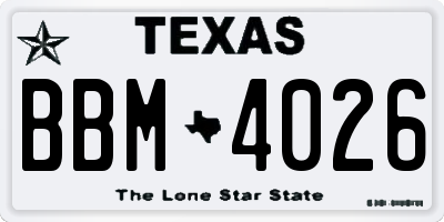 TX license plate BBM4026