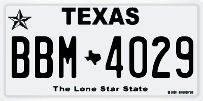 TX license plate BBM4029