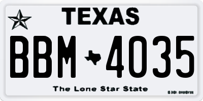TX license plate BBM4035