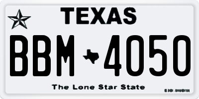 TX license plate BBM4050