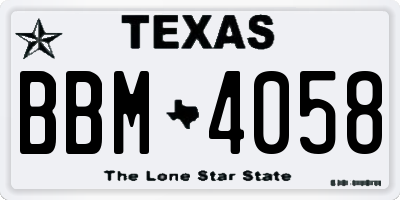 TX license plate BBM4058