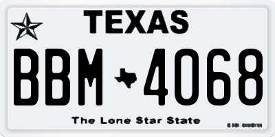 TX license plate BBM4068