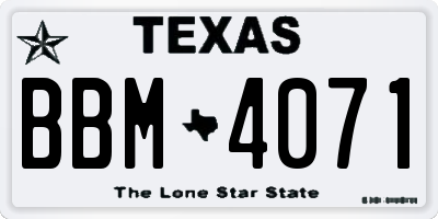 TX license plate BBM4071