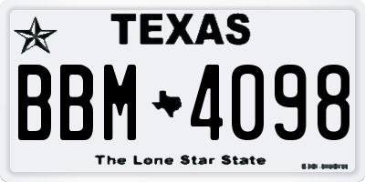 TX license plate BBM4098