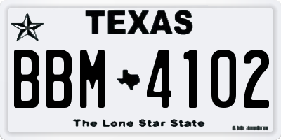 TX license plate BBM4102