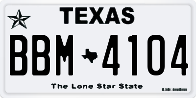 TX license plate BBM4104