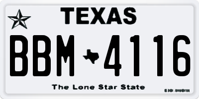 TX license plate BBM4116