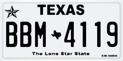 TX license plate BBM4119