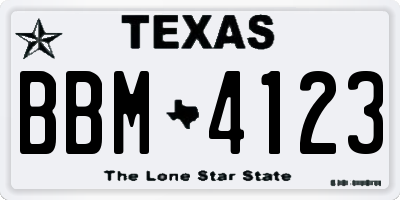 TX license plate BBM4123