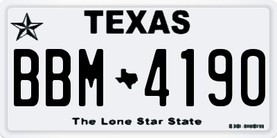 TX license plate BBM4190