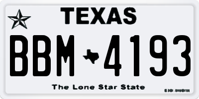 TX license plate BBM4193