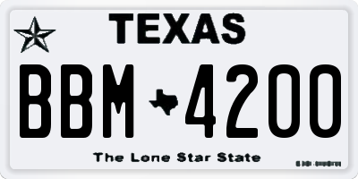 TX license plate BBM4200