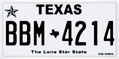 TX license plate BBM4214