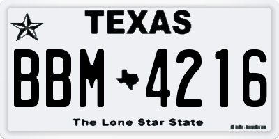 TX license plate BBM4216