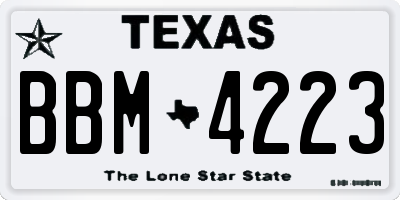 TX license plate BBM4223