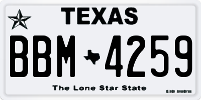TX license plate BBM4259