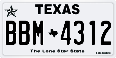 TX license plate BBM4312
