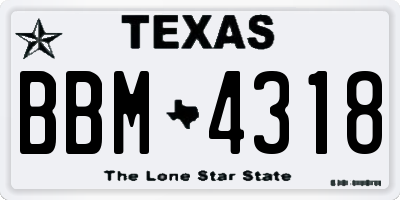 TX license plate BBM4318