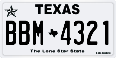 TX license plate BBM4321