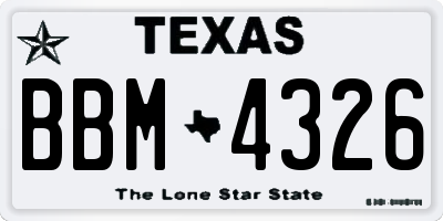 TX license plate BBM4326