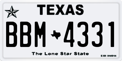 TX license plate BBM4331