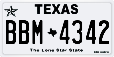 TX license plate BBM4342