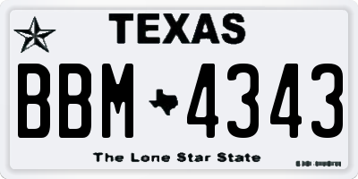 TX license plate BBM4343