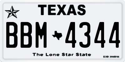 TX license plate BBM4344