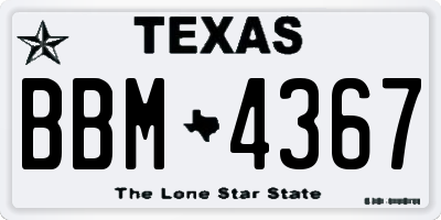 TX license plate BBM4367