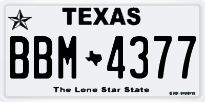 TX license plate BBM4377