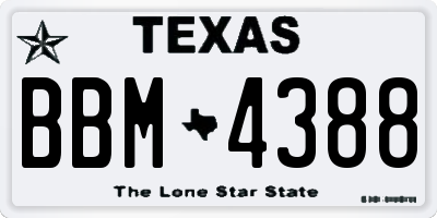 TX license plate BBM4388
