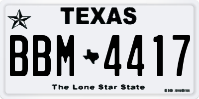 TX license plate BBM4417