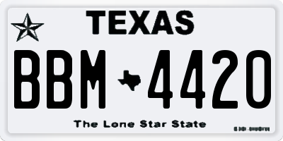 TX license plate BBM4420