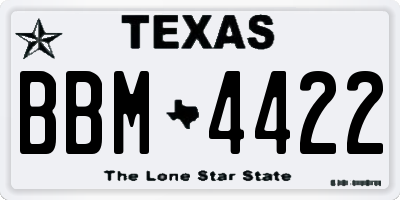 TX license plate BBM4422