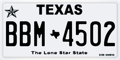 TX license plate BBM4502
