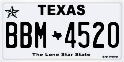 TX license plate BBM4520