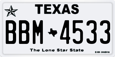 TX license plate BBM4533