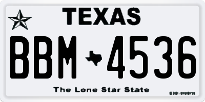 TX license plate BBM4536